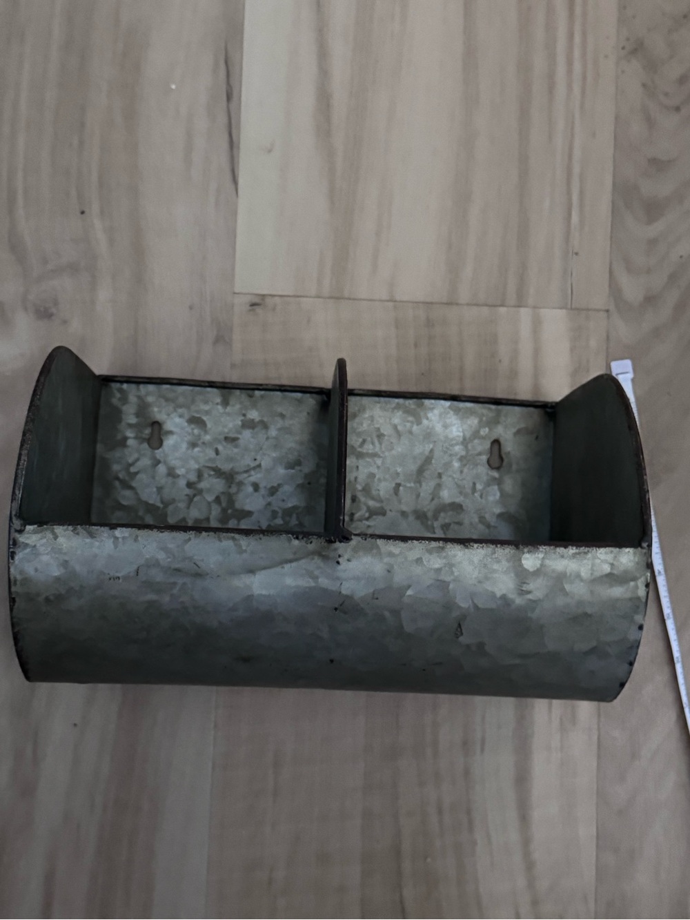 Rustic Galvanized Metal Wall Shelf Organizer in Silver